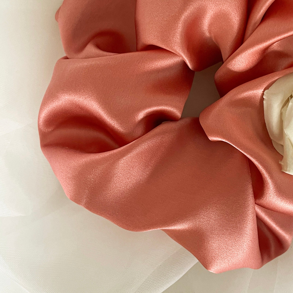 Chouchou en soie - Coral L